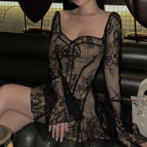 Vintage Lace Corset Long Sleeve Mini Dress InsStreet