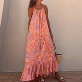 Summer Beach Lady Long Casual Loose Sleeveless Boho Dress InsStreet