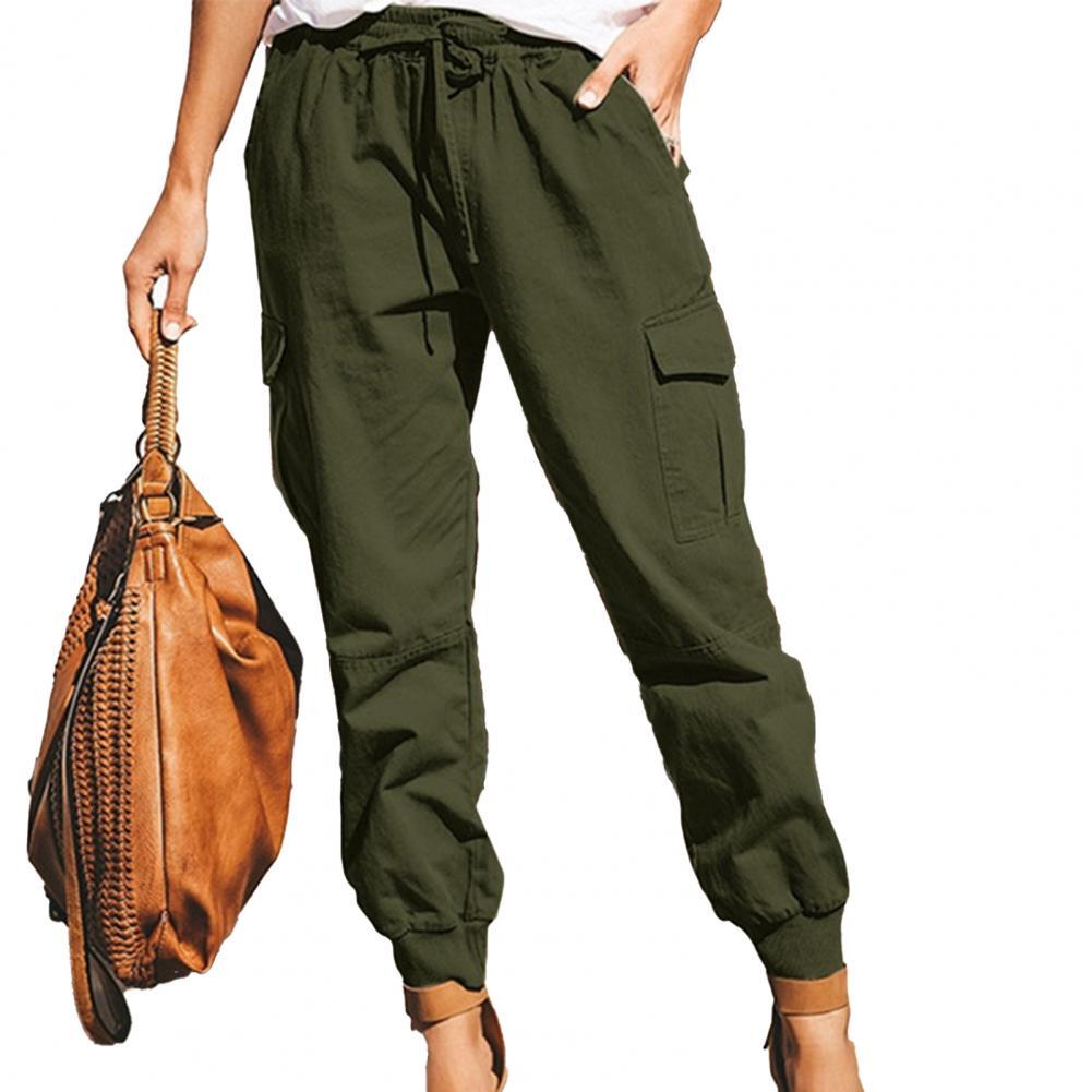 Pockets Ankle Tied Trousers Office Women Pants InsStreet