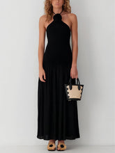 Halterneck Floral Rainbow Charming Ombre Pleated Maxi Dress InsStreet