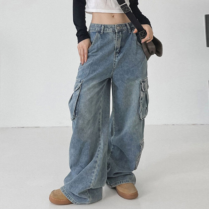 Wide Leg High Waist Straight Trousers Overalls InsStreet