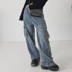 Wide Leg High Waist Straight Trousers Overalls InsStreet