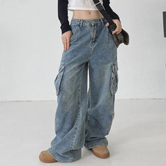 Wide Leg High Waist Straight Trousers Overalls InsStreet