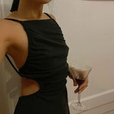 White Backless Hollow Out Bandage Spaghetti Strap Midi Dress InsStreet