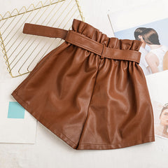 Vintage High Waist Faux Leather Shorts InsStreet