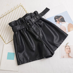 Vintage High Waist Faux Leather Shorts InsStreet