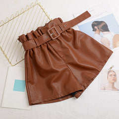 Vintage High Waist Faux Leather Shorts InsStreet