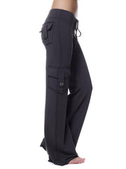 Solid Color Cargo Jogger Drawstring Elastic Waist Trousers InsStreet