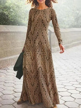 Vintage Geometric Print Long Sleeve Boho Dress InsStreet
