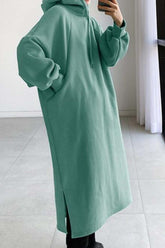 Hooded Sweatshirt Dress with Drop Shoulder InsStreet