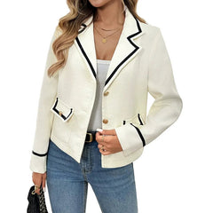 Contrast Trim Button-Up Blazer InsStreet