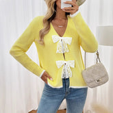 V-neck Bow Sweater InsStreet