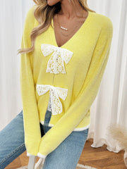 V-neck Bow Sweater InsStreet