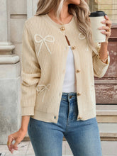 Bow Embroidered Knitted Cardigan InsStreet