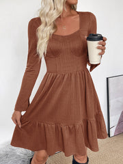 Brown Textured Mini Dress InsStreet