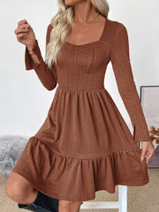 Brown Textured Mini Dress InsStreet