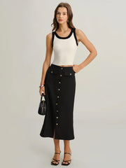 Retro Front-Slit Skirt InsStreet