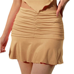 Floral Printing Ruched Slim Short Mini Skirt InsStreet