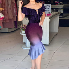 Off Shoulder Bodycon Mermaid Ruffle Dress InsStreet