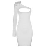 Sexy Beading One Shoulder Bodycon Mini Dress InsStreet