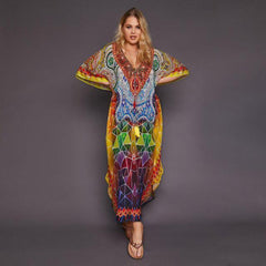 Quick-drying Bohemian Printed Loose Beach Dress InsStreet