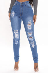 Tempe Distressed Jeans - Medium Blue Wash Ins Street