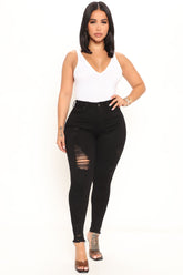The Comeback High Rise Skinny Jeans - Black Ins Street
