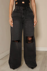Flip Out Wide Leg Skater Jeans - Black Ins Street