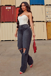 Go All Cut Out Slouch Fit Jeans - Black Ins Street