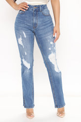 Petite Killing 'Em Kindly High Rise Jeans - Medium Blue Wash Ins Street