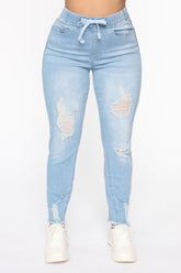 Somewhat The Same Jogger Jeans - Light Blue Wash Ins Street