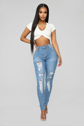Fantasea Nights High Rise Jeans - Light Blue Ins Street