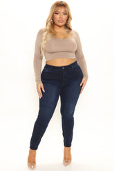 Check Out That Booty Lifting Skinny Jeans - Dark Wash Ins Street