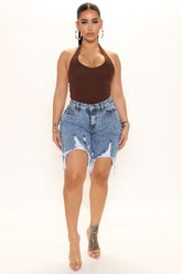Feel The Same Stretch Bermuda Shorts - Acid Wash Blue Ins Street
