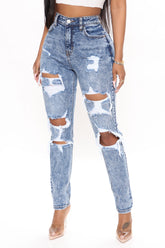 Cut 'Em Out Destroyed Skinny Jeans - Medium Blue Wash Ins Street