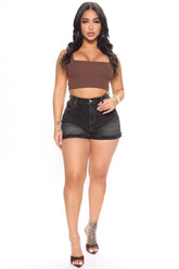 Take Me Away High Rise Denim Shorts - Black Ins Street