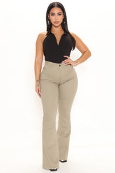 Valentina High Rise Flare Jeans - Khaki Ins Street