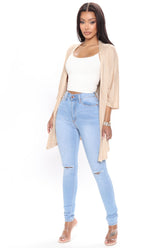 Kiara Slit Knee Stretch Skinny Jeans - Light Blue Wash Ins Street