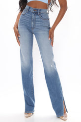 Tall Killing 'Em Softly Side Split Jean - Medium Blue Wash Ins Street