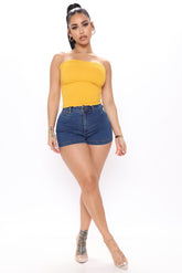 High Spirits Super Stretch Denim Shorts - Medium Blue Wash Ins Street