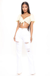 Make Your Own Luck Ripped Flare Jeans - White Ins Street