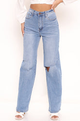 Not Your Girl Ripped Jeans - Medium Blue Wash Ins Street