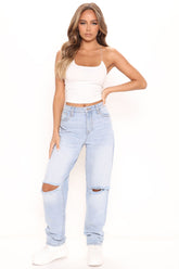 Beat You To It Straight Leg Jeans - Light Blue Wash Ins Street