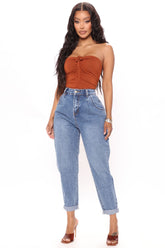 Thinking About You No Stretch Mom Jeans - Medium Blue Wash Ins Street