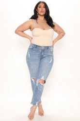 Love Me Ripped Mom Jeans - Medium Blue Wash Ins Street