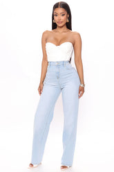 Boy Don't Try It Straight Leg Jeans - Light Blue Wash Ins Street