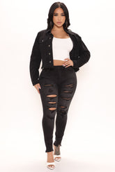 Here We Go Again Distressed Skinny Jeans - Black Ins Street