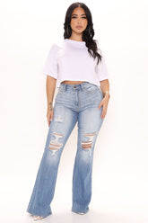So Very Special High Rise Flare Jeans - Medium Blue Wash Ins Street
