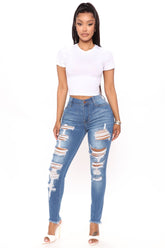 La Jolla Super Stretch Skinny Jeans - Medium Blue Wash Ins Street