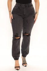 Skater Girl Denim Joggers - Black Ins Street